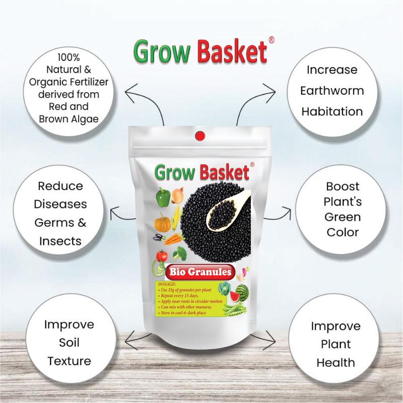 BIO GRANULES Organic Seaweed Granules Fertilizer | Plant Growth Promoter with Humic, Amino, Fulvic
