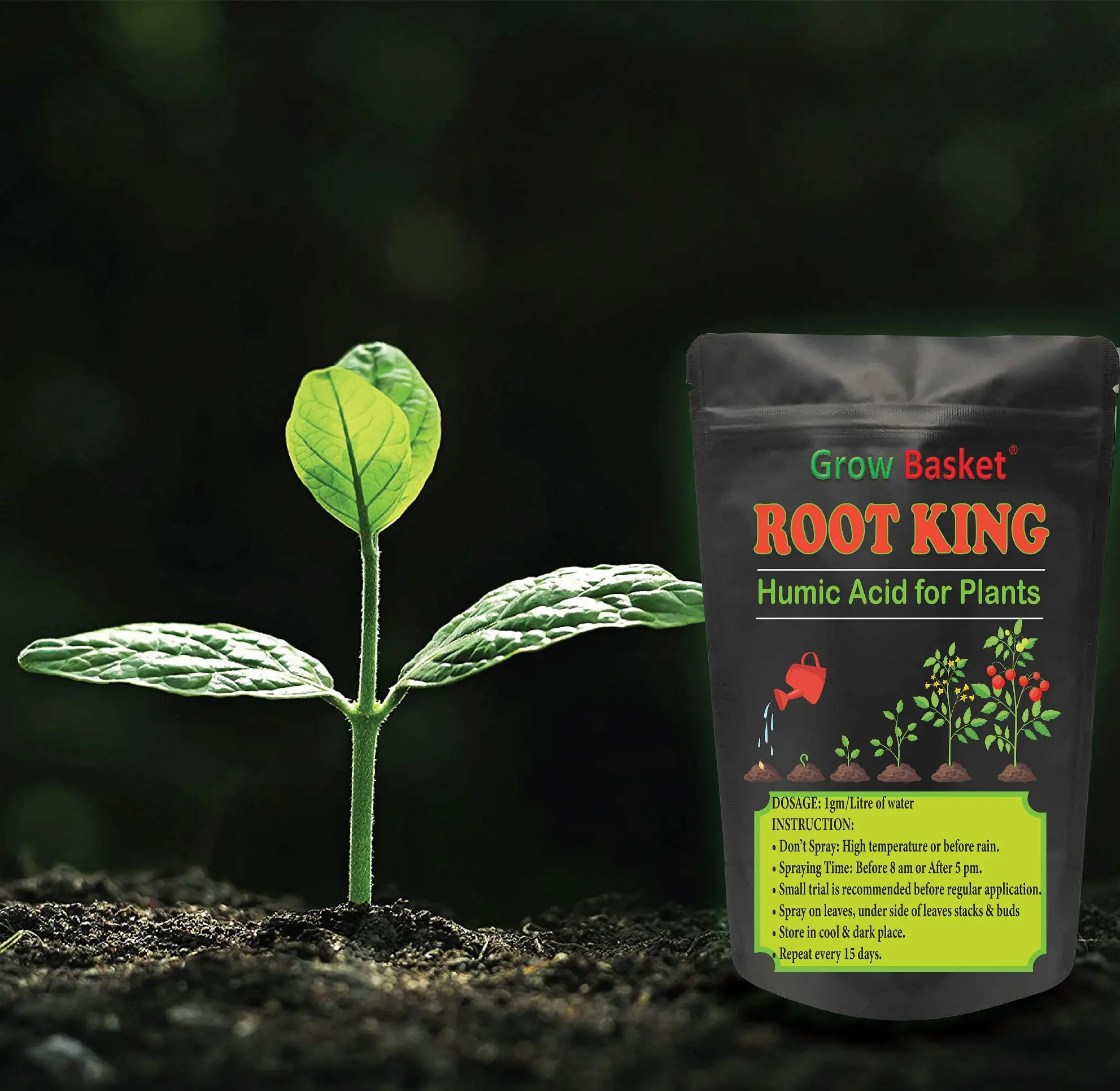 Humic Acid 98% for Plants | Natural Plant Fertilizer & Soil Conditioner | Growth Enhancer for Potted Plants, Home Gardening, Terrace Gardens, Indoor & Outdoor Plants