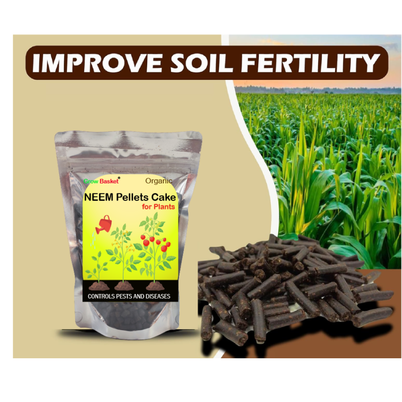 Neem Pellets for Plants | Organic Pest Control & Soil Conditioner | Natural Fertilizer | Grow Basket